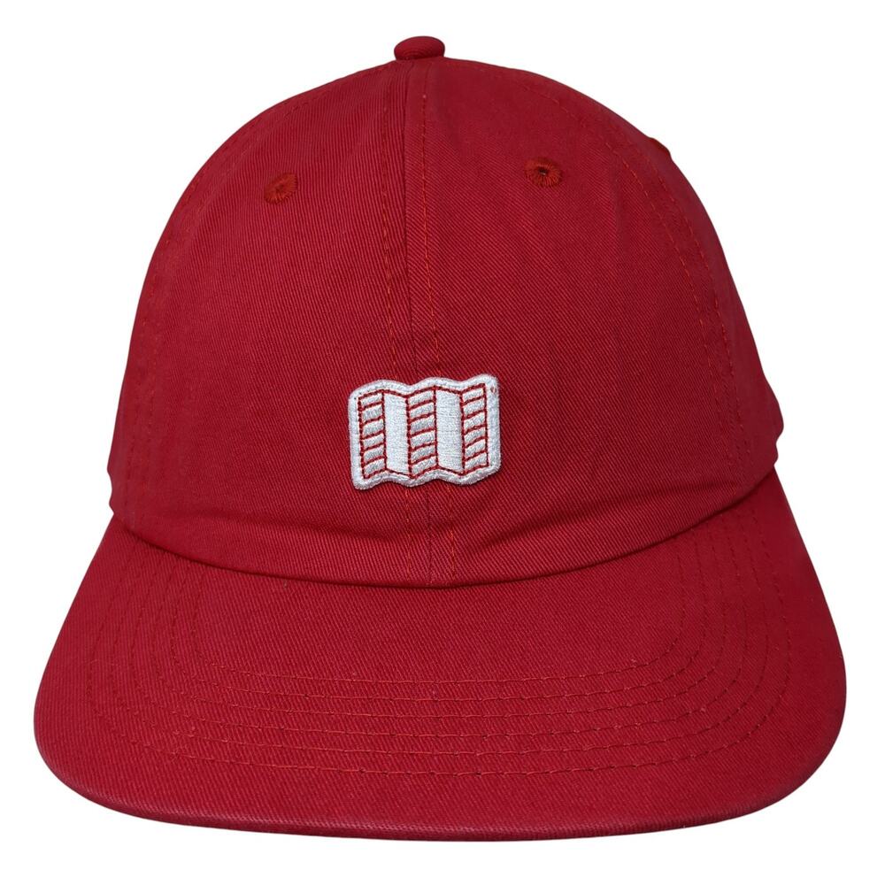 Topo Designs Baseball Cap Red One Size Adjustable Embroidered 6 Panel